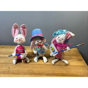 Annalee Easter parade bunny and artist bunnies bundle lot of 3